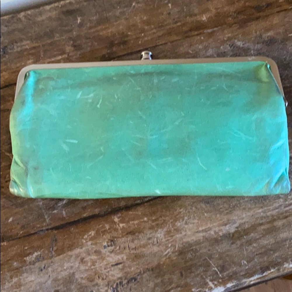 HOBO Green Leather Classic Clutch 8” x 4.5”